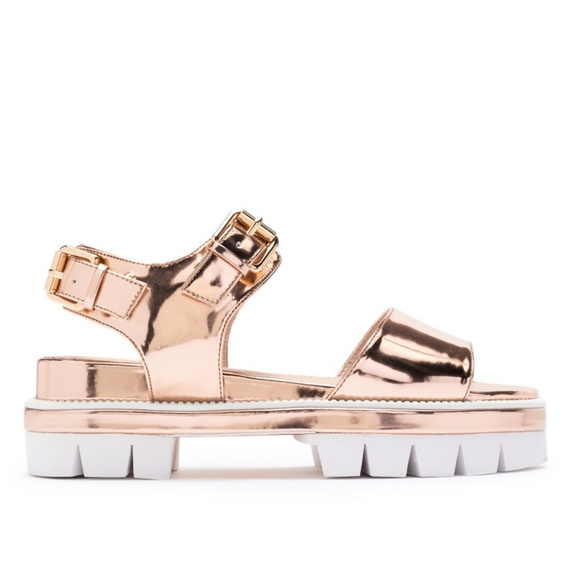 rose gold metallic sandals